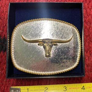 Two Tone Longhorn Belt Buckle
